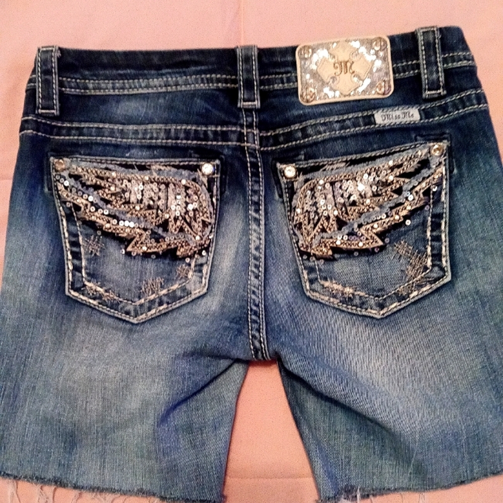 MISS ME Rhinestone & Studded Shorts
